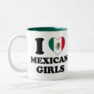 Caneca De Café Em Dois Tons Eu amo garotas mexicanas