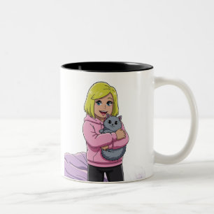 Caneca De Café Em Dois Tons Eu amo gato