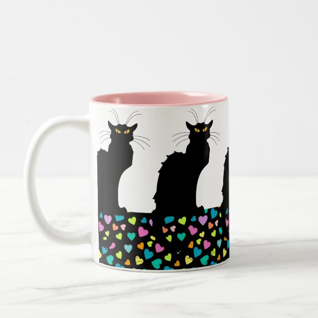 Caneca De Café Em Dois Tons Eu amo gatos (Esquerda)