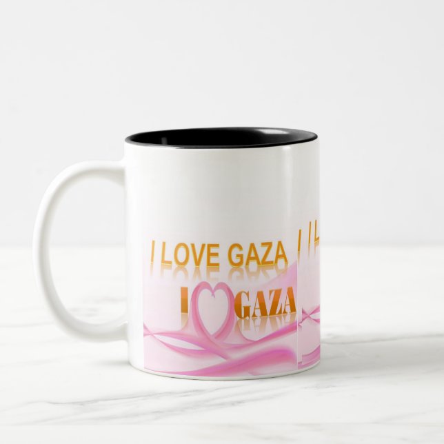 Caneca De Café Em Dois Tons Eu amo Gaza (Esquerda)