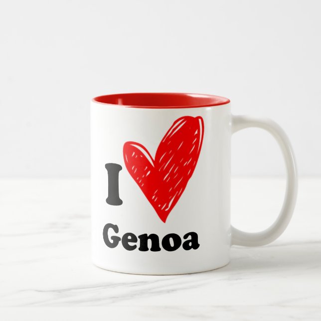 Caneca De Café Em Dois Tons Eu amo Gênova (Direita)