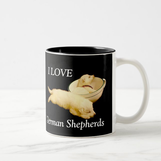 Caneca De Café Em Dois Tons EU AMO german shepherd (Direita)