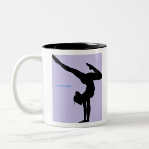 Caneca De Café Em Dois Tons Eu Amo Ginástica- Ginasta com Fundo Lilás
