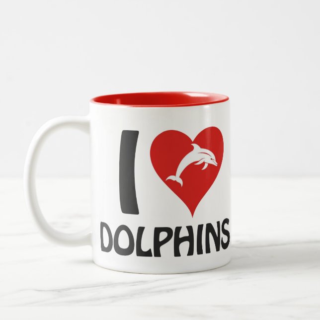 Caneca De Café Em Dois Tons Eu amo golfinhos (Esquerda)