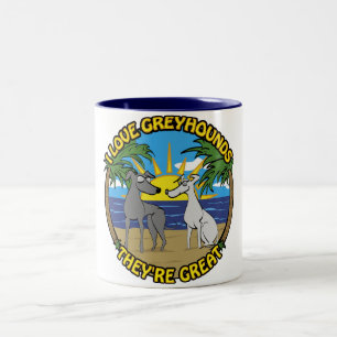 CANECA DE CAFÉ EM DOIS TONS EU AMO GREYHOUNDS ELES SÃO EXCELENTE