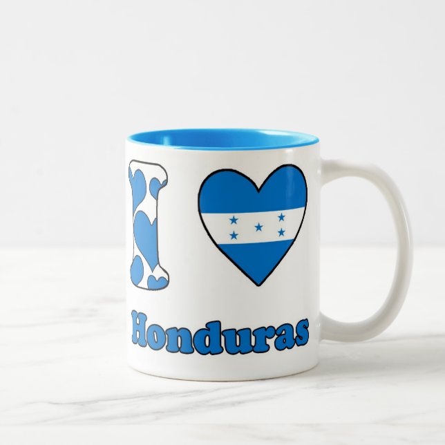 Caneca De Café Em Dois Tons Eu amo Honduras (Direita)