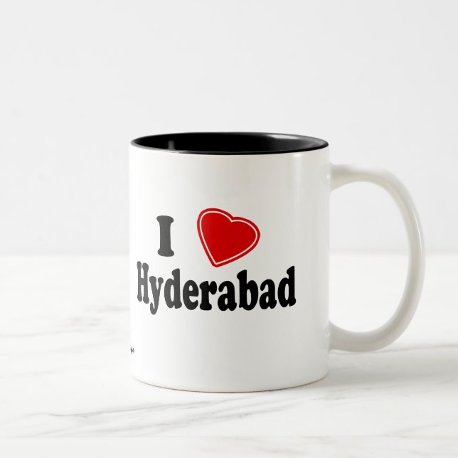 Caneca De Café Em Dois Tons Eu amo Hyderabad (Direita)