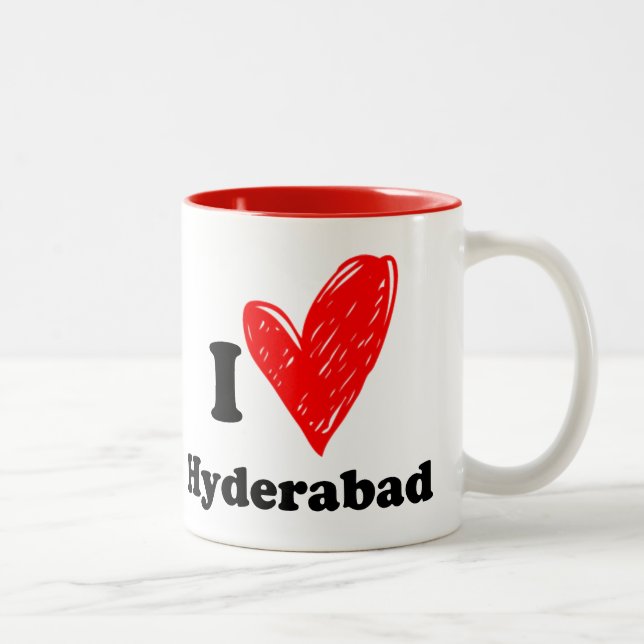 Caneca De Café Em Dois Tons Eu amo Hyderabad (Direita)