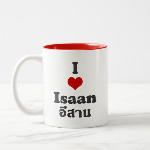 Caneca De Café Em Dois Tons Eu Amo Isaan→ Tailândia