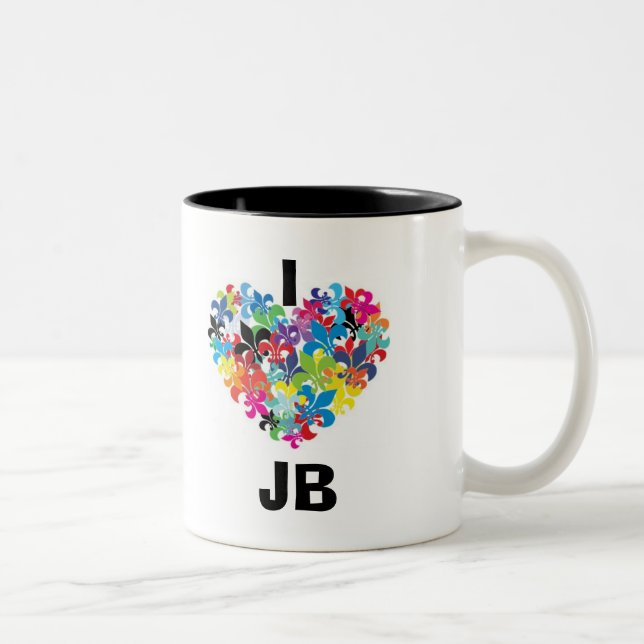 Caneca De Café Em Dois Tons Eu amo JB (Direita)