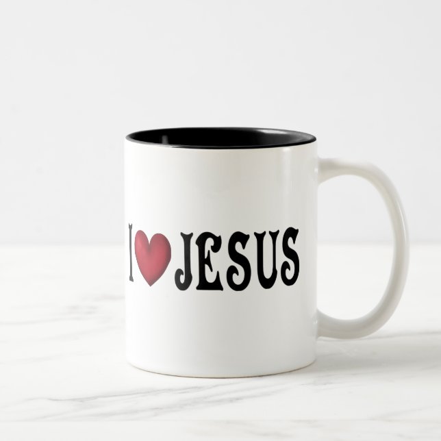 Caneca De Café Em Dois Tons Eu amo Jesus (Direita)