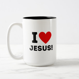 Caneca De Café Em Dois Tons Eu amo Jesus Mug