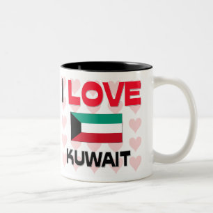 Caneca De Café Em Dois Tons Eu amo Kuwait