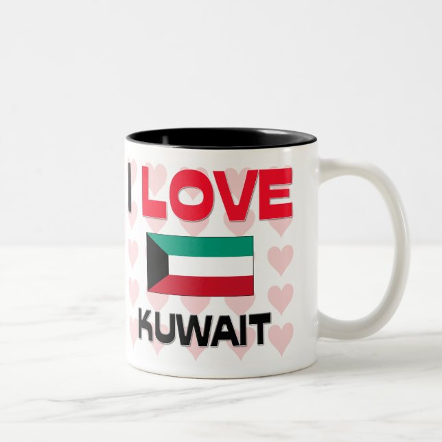 Caneca De Café Em Dois Tons Eu amo Kuwait (Direita)
