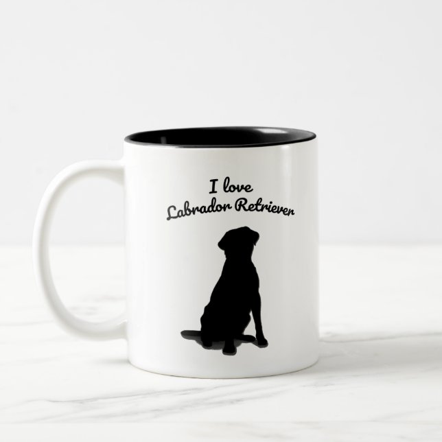 Caneca De Café Em Dois Tons Eu Amo Labrador Retriever (Esquerda)
