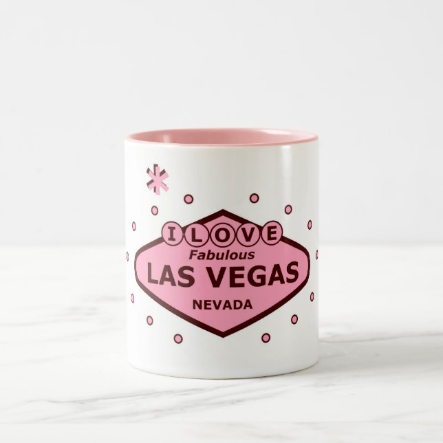CANECA DE CAFÉ EM DOIS TONS EU AMO LAS VEGAS MUG PINK E BROWN FABULOSO (Centro)