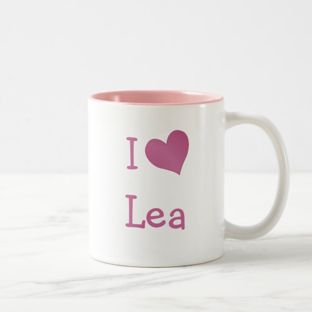 Caneca De Café Em Dois Tons Eu Amo Lea (Direita)