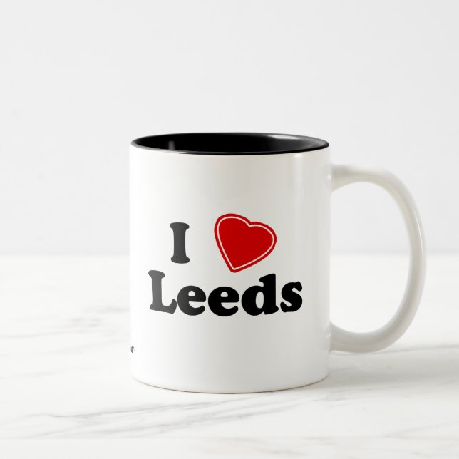 Caneca De Café Em Dois Tons Eu amo Leeds (Direita)