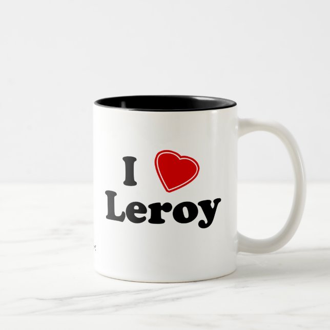 Caneca De Café Em Dois Tons Eu amo Leroy (Direita)