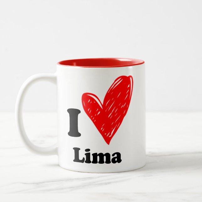 Caneca De Café Em Dois Tons Eu amo Lima (Esquerda)