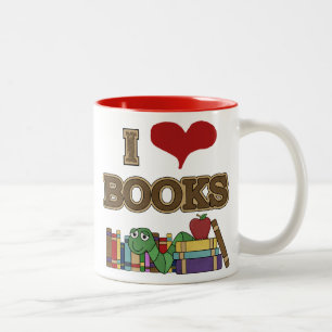 Caneca De Café Em Dois Tons Eu amo livros