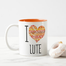 Caneca De Café Em Dois Tons Eu Amo Lute Orange Mandala Heart