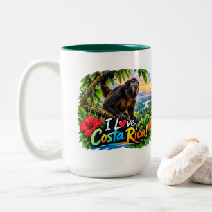 Caneca De Café Em Dois Tons Eu Amo Macaco Uivador da Costa Rica