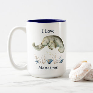 Caneca De Café Em Dois Tons Eu Amo Manatees Mug