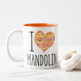 Caneca De Café Em Dois Tons Eu Amo Mandolin Orange Mandala Heart