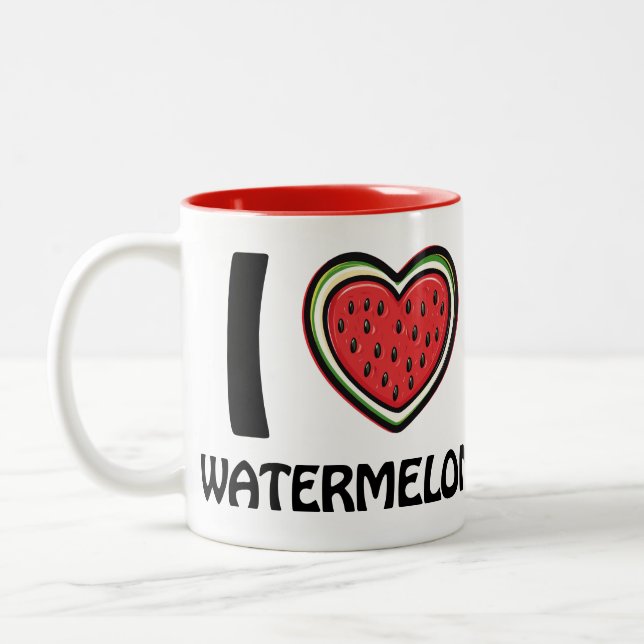 Caneca De Café Em Dois Tons Eu amo Melancia (Esquerda)