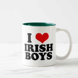 Caneca De Café Em Dois Tons eu amo meninos irlandeses