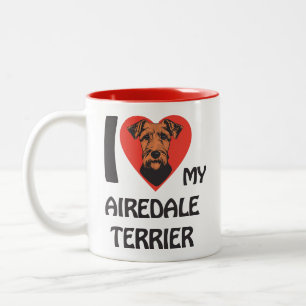 Caneca De Café Em Dois Tons Eu Amo Meu Airedale Terrier Cute E Um Cachorro Org