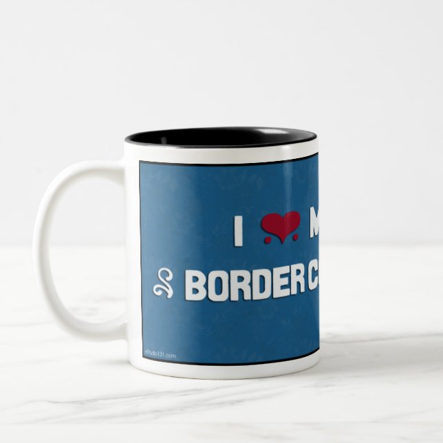 Caneca De Café Em Dois Tons Eu amo meu border collie (Esquerda)