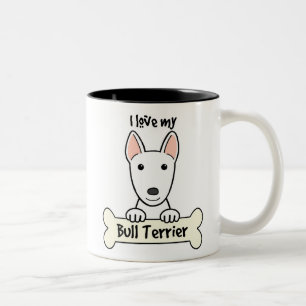 Caneca De Café Em Dois Tons Eu amo meu bull terrier