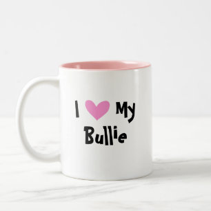 Caneca De Café Em Dois Tons Eu amo meu bull terrier