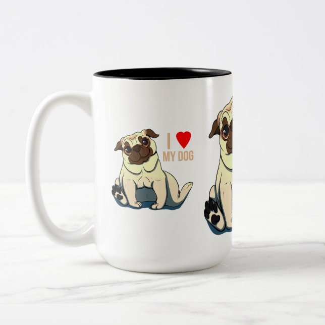 Caneca De Café Em Dois Tons Eu Amo Meu Cachorro (Esquerda)