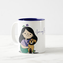Caneca De Café Em Dois Tons Eu Amo Meu Cachorro - Edição Feminina 1