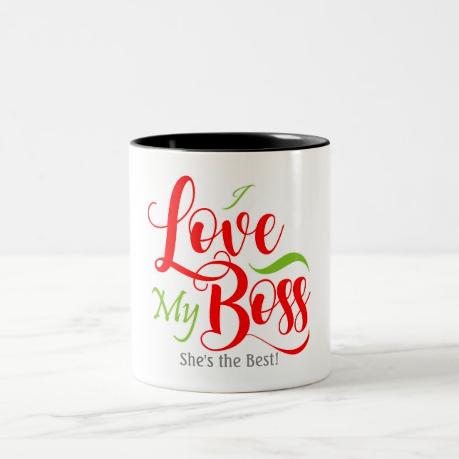 Caneca De Café Em Dois Tons Eu amo meu chefe (Centro)