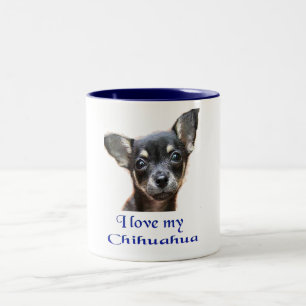 Caneca De Café Em Dois Tons Eu amo meu Chihuahua
