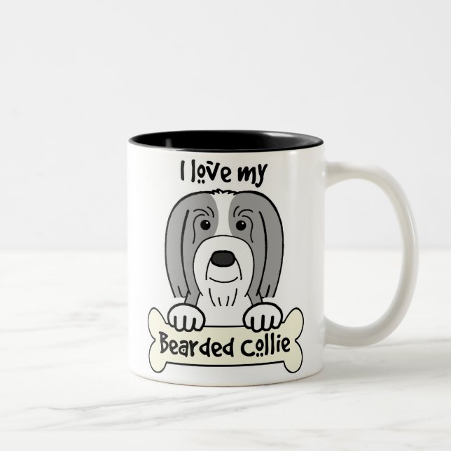 Caneca De Café Em Dois Tons Eu amo meu Collie farpado (Direita)