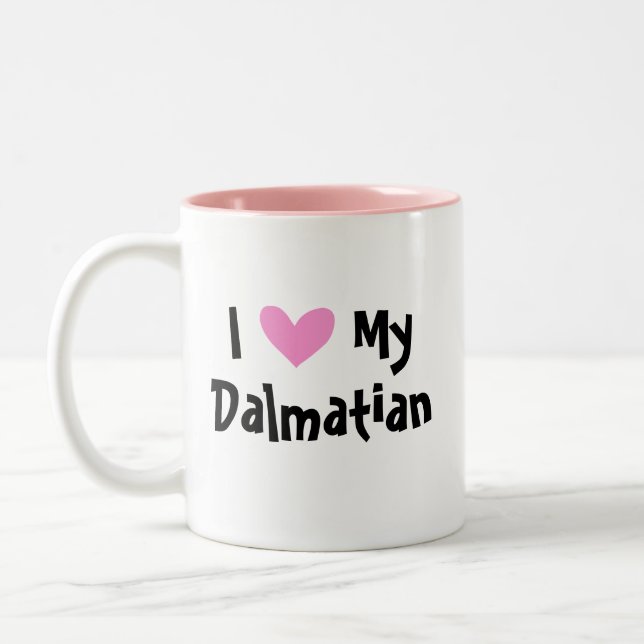 Caneca De Café Em Dois Tons Eu Amo Meu Dálmata (Esquerda)
