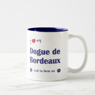 Caneca De Café Em Dois Tons Eu amo meu Dogue de Bordéus (o cão masculino)