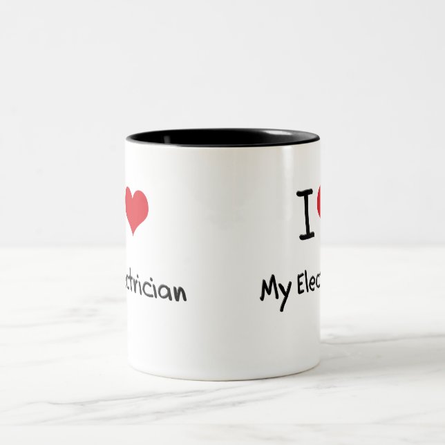 Caneca De Café Em Dois Tons Eu amo meu eletricista (Centro)