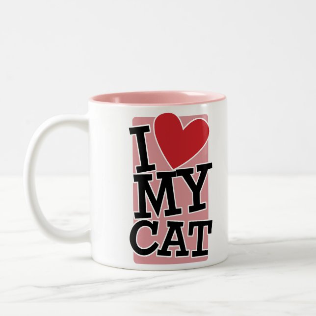 Caneca De Café Em Dois Tons Eu amo meu gato (Esquerda)