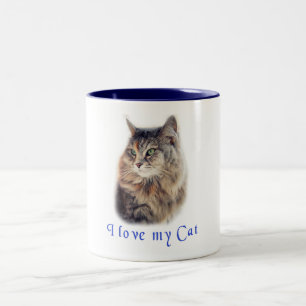 Caneca De Café Em Dois Tons Eu amo meu gato