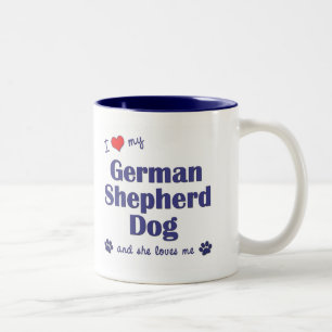 Caneca De Café Em Dois Tons Eu amo meu german shepherd (o cão fêmea)