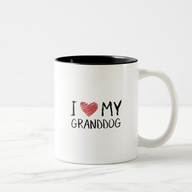 Caneca De Café Em Dois Tons Eu amo meu Granddog (Direita)