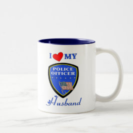 Caneca De Café Em Dois Tons Eu amo meu marido da polícia