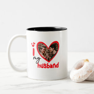 Caneca De Café Em Dois Tons Eu Amo Meu Marido Foto Gift Classic Mug, 11 oz Co