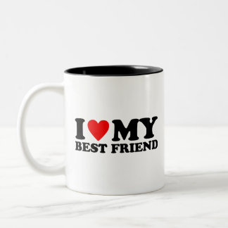 Caneca De Café Em Dois Tons Eu Amo Meu Melhor Amigo - Eu Adoro Meu Melhor Amig